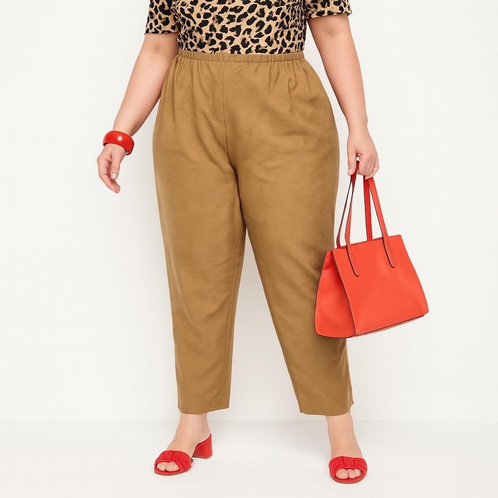 Koret Woman‎ Plus Size 22W Camel Tan Faux Suede Stretch Pull On Pants Dressy